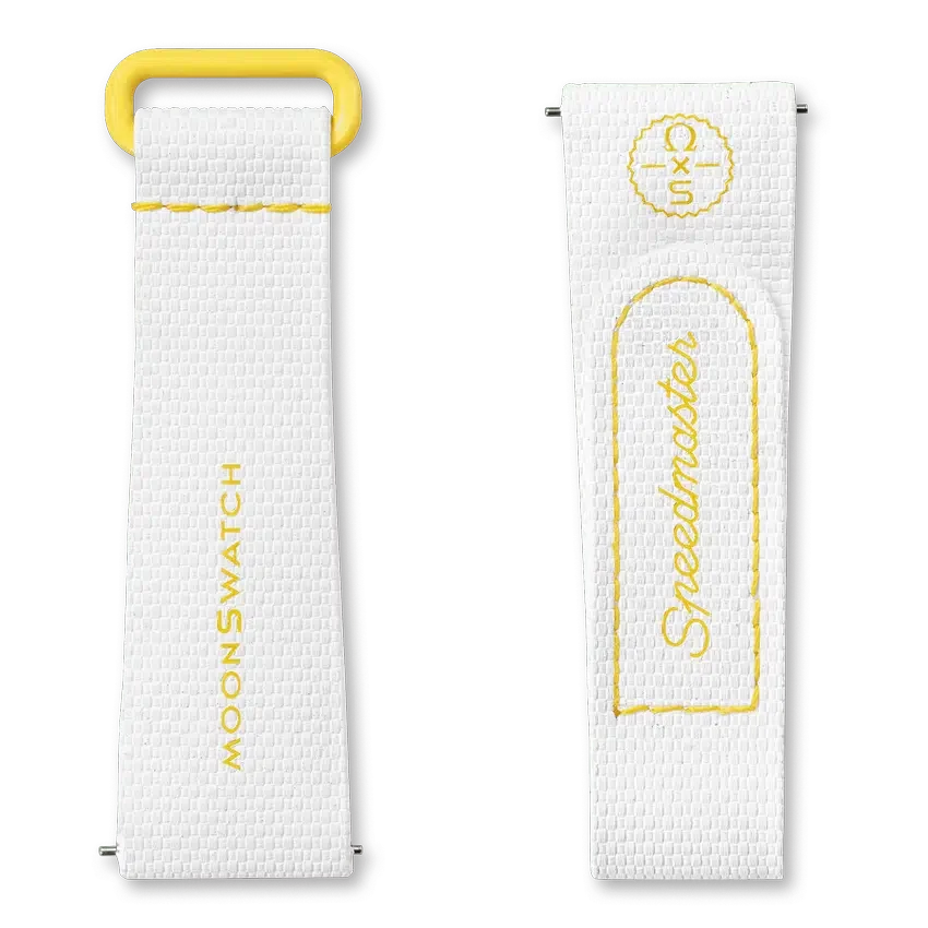 Bracelet MoonSwatch en caoutchouc blanc/jaune