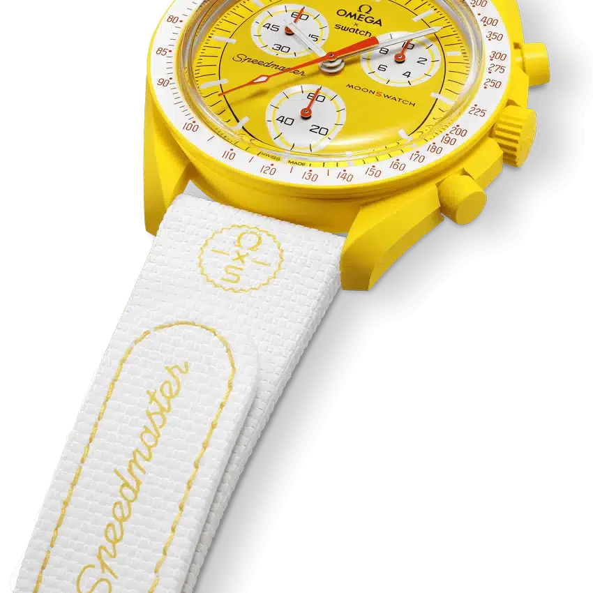 Bracelet MoonSwatch en caoutchouc blanc/jaune