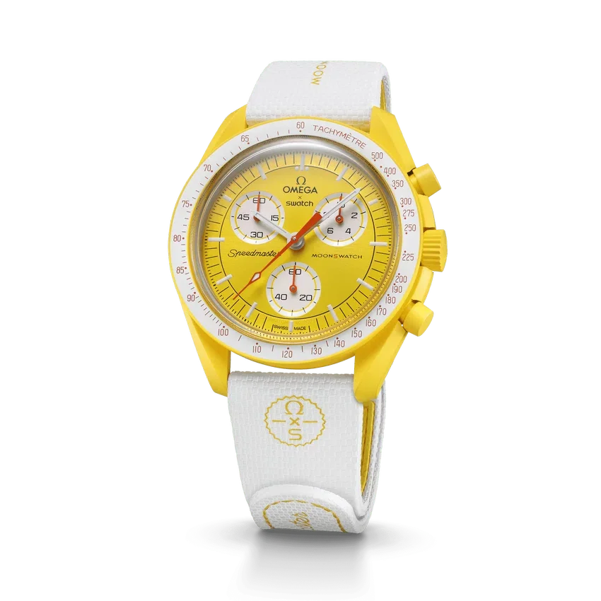 Bracelet MoonSwatch en caoutchouc blanc/jaune