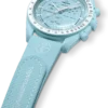 Bracelet MoonSwatch en caoutchouc bleu clair/blanc