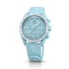 Bracelet MoonSwatch en caoutchouc bleu clair/blanc