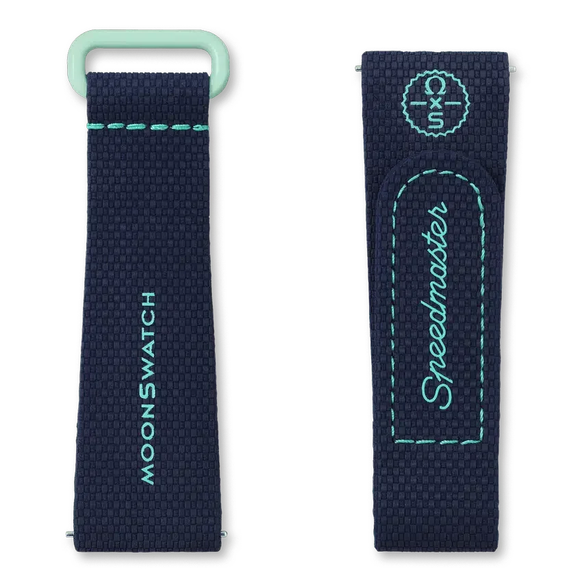 Bracelet MoonSwatch en caoutchouc bleu foncé/vert