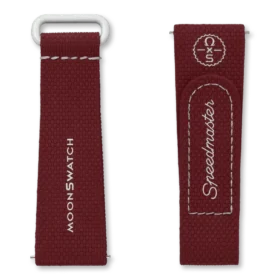 Bracelet MoonSwatch en caoutchouc bordeaux/gris clair