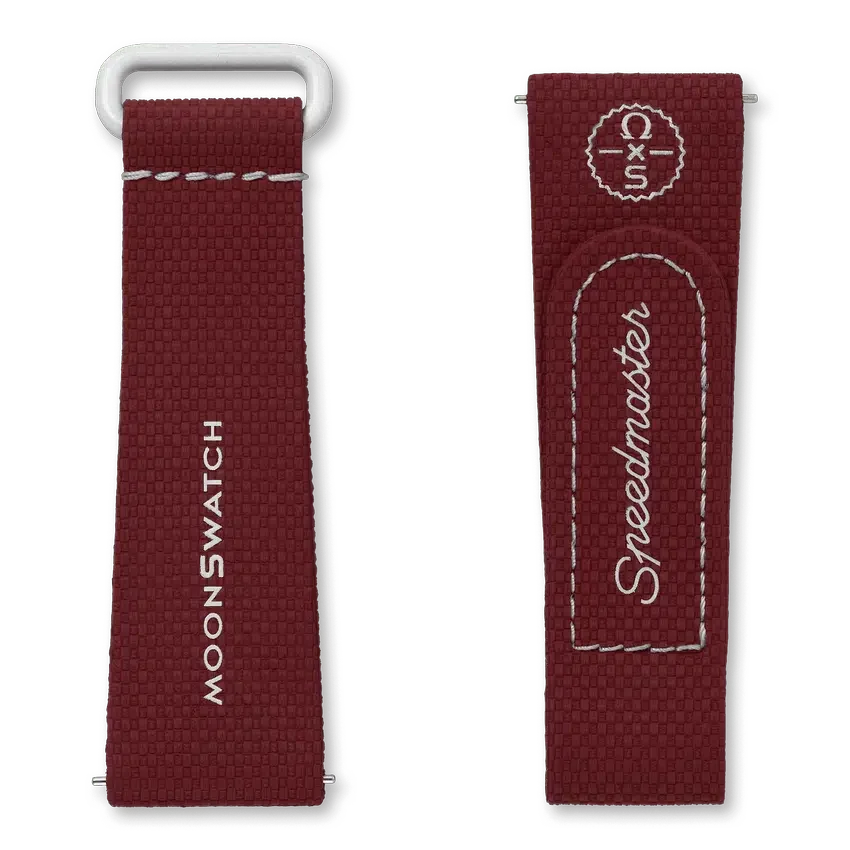 Bracelet MoonSwatch en caoutchouc bordeaux/gris clair