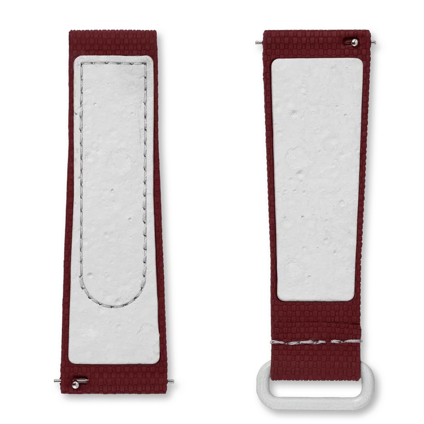Bracelet MoonSwatch en caoutchouc bordeaux/gris clair
