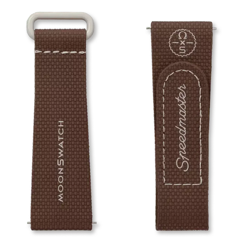 Bracelet MoonSwatch en caoutchouc marron/beige
