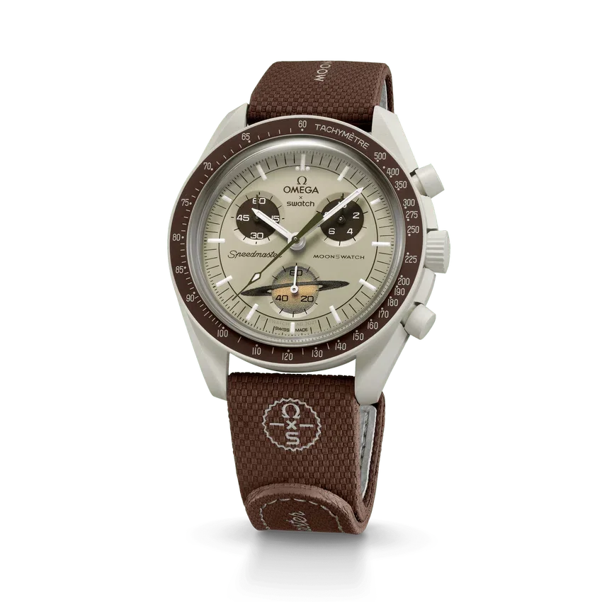 Bracelet MoonSwatch en caoutchouc marron/beige