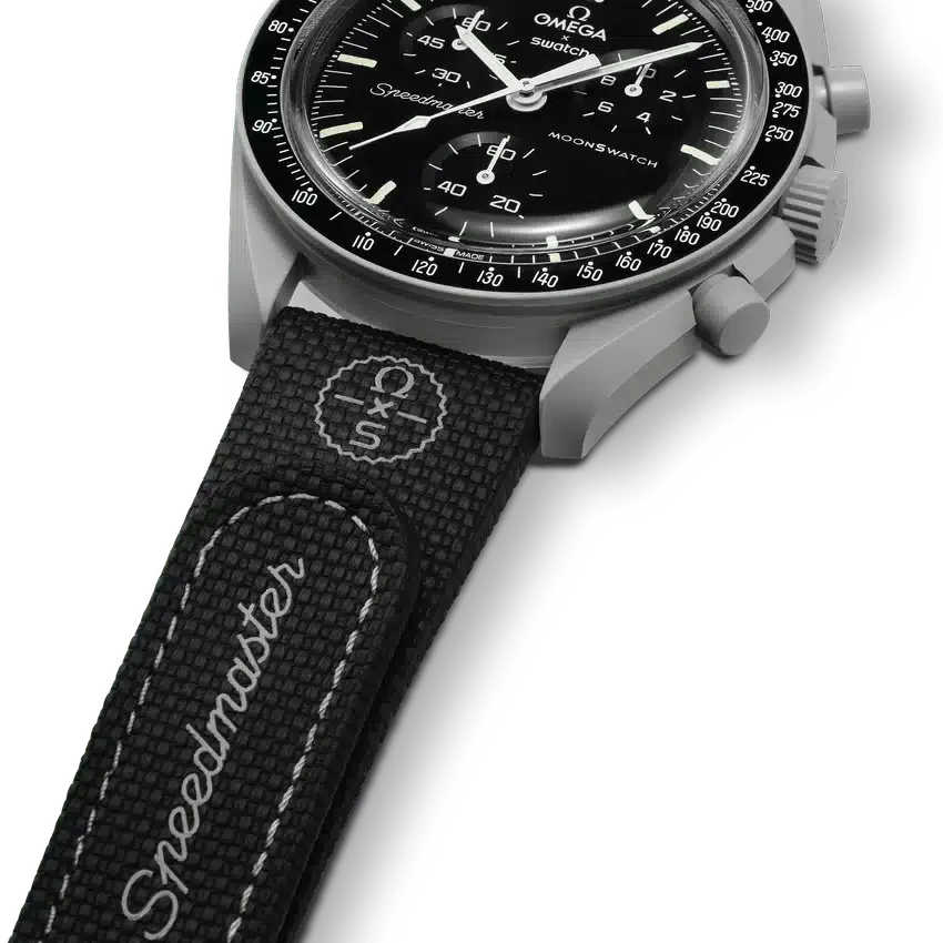Bracelet MoonSwatch en caoutchouc noir/gris