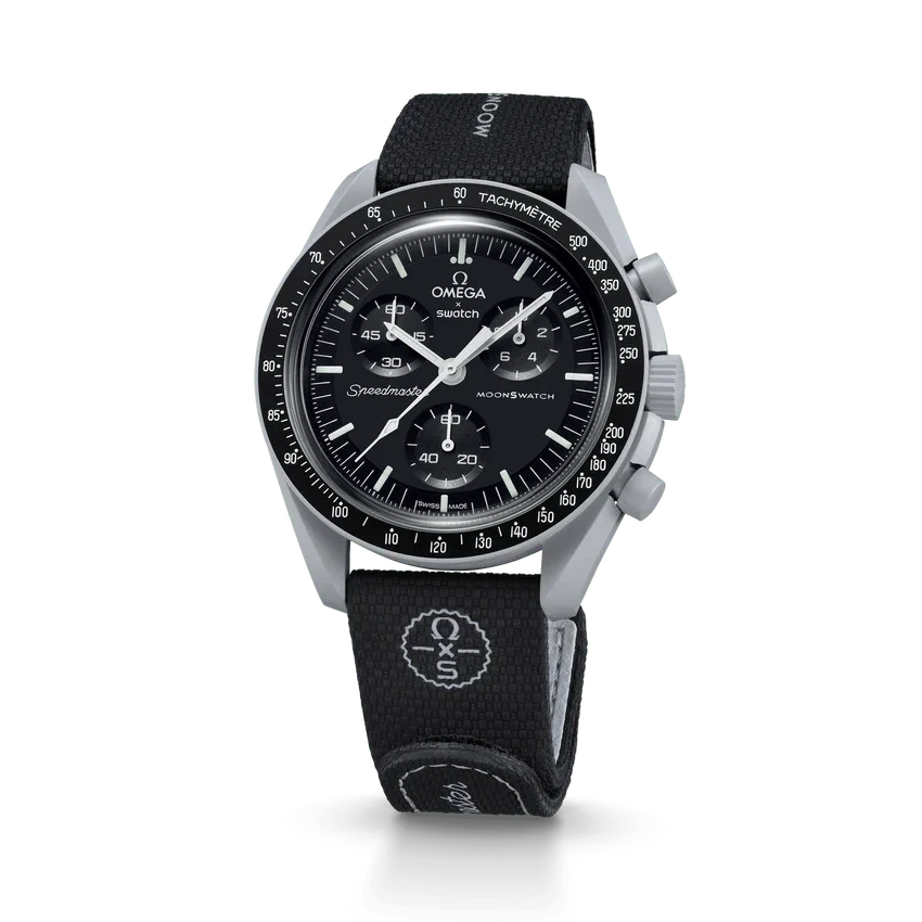Bracelet MoonSwatch en caoutchouc noir/gris