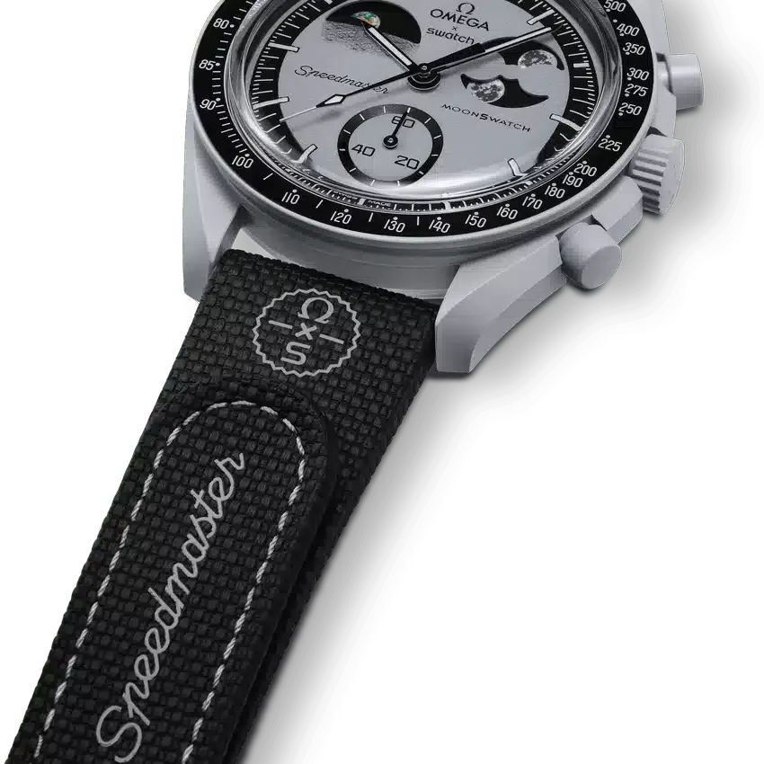 Bracelet MoonSwatch en caoutchouc noir/gris