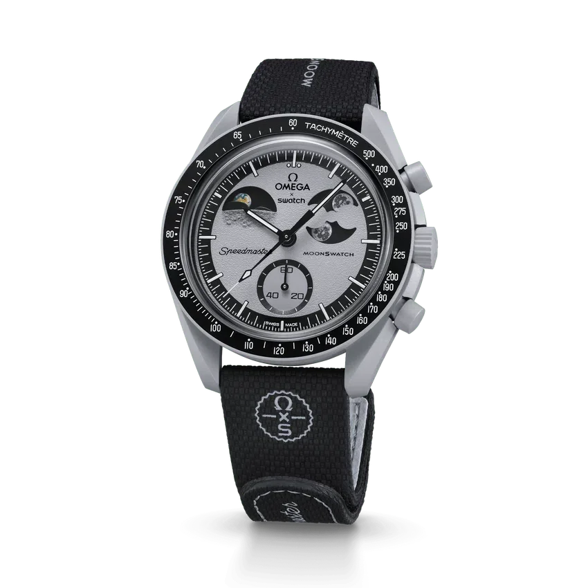 Bracelet MoonSwatch en caoutchouc noir/gris