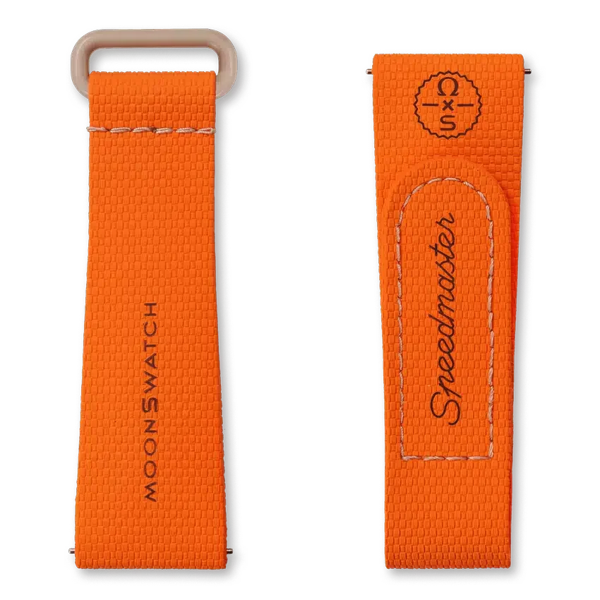 Bracelet MoonSwatch en caoutchouc orange et sable