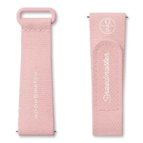 Bracelet MoonSwatch en caoutchouc rose clair/blanc