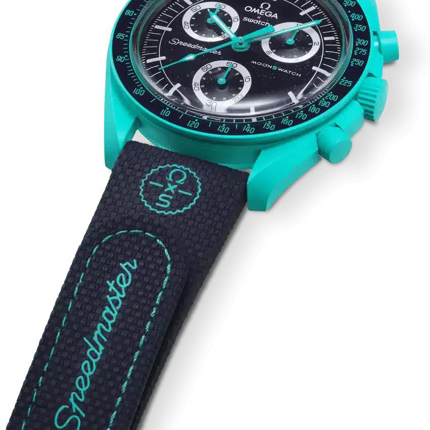 MoonSwatch en caoutchouc bleu foncé/turquoise