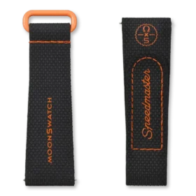 MoonSwatch en caoutchouc noir/orange