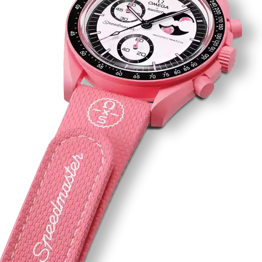 MoonSwatch rose/caoutchouc rose
